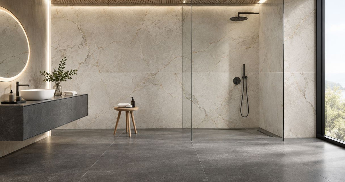 How to plan a large format shower tile layout