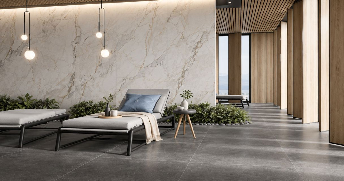How to plan a large format porcelain tile layout
